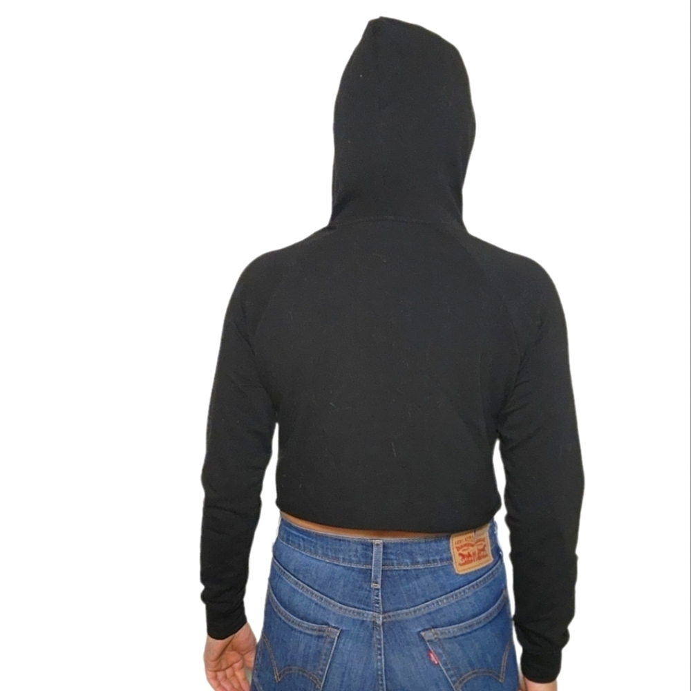 Ever Hottie VENICE BEACH Crop Long Sleeve Hoodie Shirt Black Top Size Small - Picture 3 of 5
